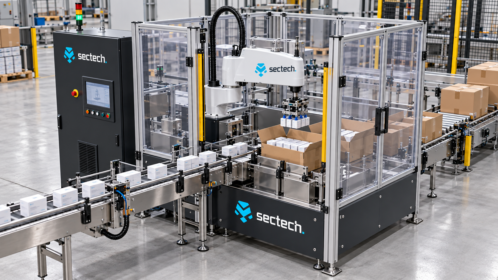 Conceito visual Sectech: Encaixotamento