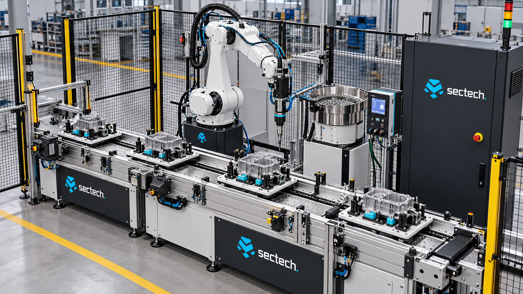 Conceito visual de engenharia integrada e máquina especial